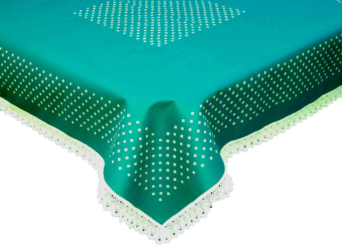 Forbyt, Obrus, ​​bavlnený Exclusive s čipkou, zelený 120 x 140cm obdĺžnik